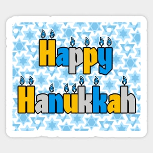 Happy Hanukkah with Stars Sticker